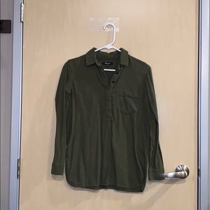 Madewell 1/2 Button Down Army Green Shirt